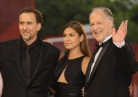 Nicolas Cage, Eva Mendes y el director alemán Werner Herzog durante la presentación de "Bad Lieutenant: Port of Call New Orleans"